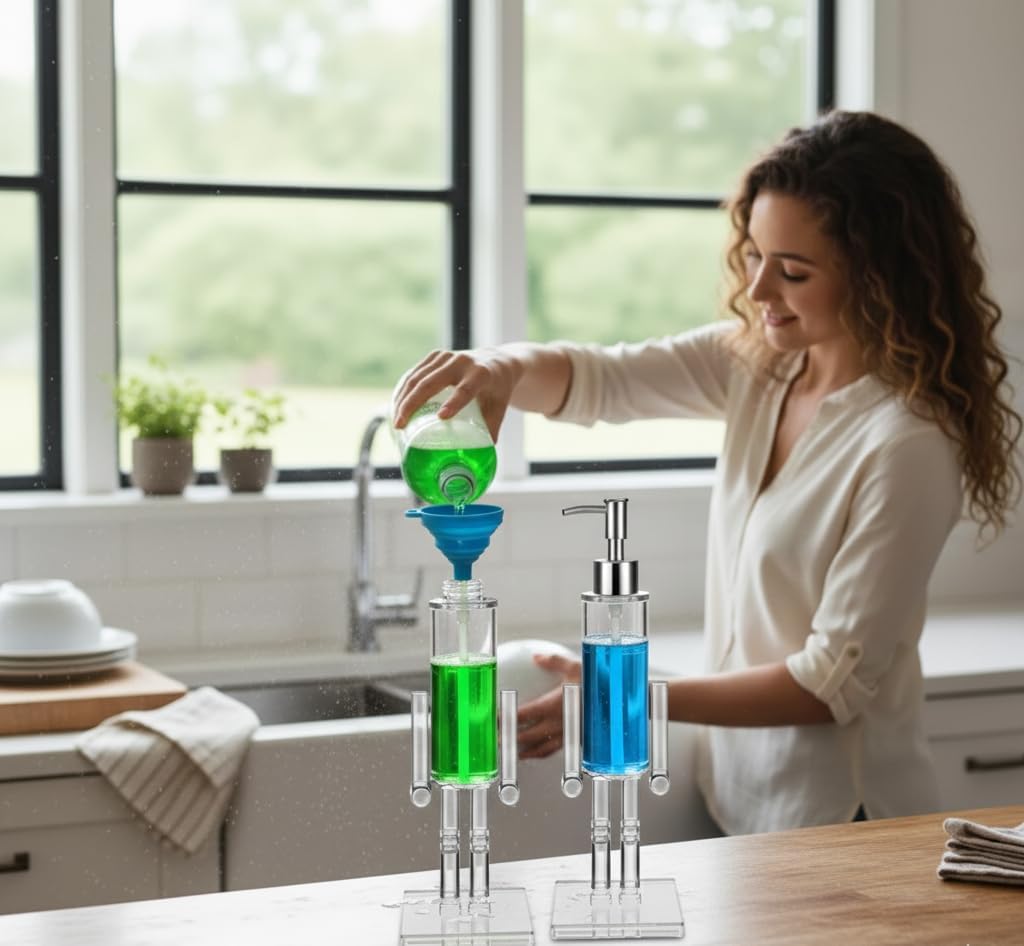 Nutcracker Soap Dish, Transparent Acrylic Hand Soap Dispenser, Decorative Soap Dish and Home Accessory Suitable for Kitchen and Bathroom Countertop Use keyword (2 pcs)