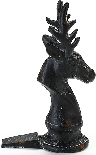 Miniatura 7 de Tope de puerta de hierro fundido para parte inferior de la puerta, diseño decorativo de cabeza de caballo, oro antiguo..