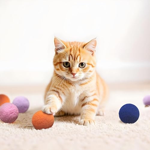 Miniatura 6 de Juguetes para gatos de interior, bolas de juguetes para gatos, paquete de 20 juguetes interactivos para gatos con cascabel colorido, cascabel, arco