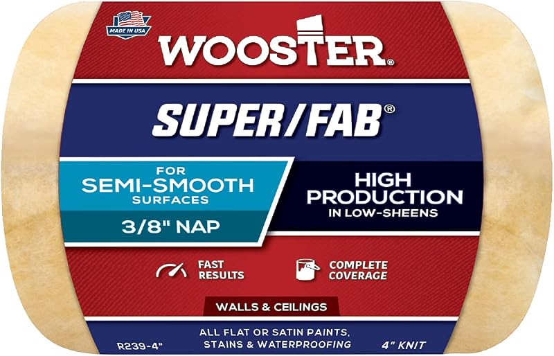 Wooster Brush R239-4 Super/Fab Roller Cover, 3/8-Inch Nap, 4-Inch , Yellow