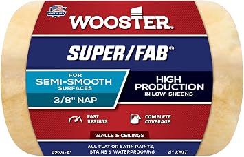 Wooster Brush R239-4 Super/Fab Roller Cover, 3/8-Inch Nap, 4-Inch , Yellow