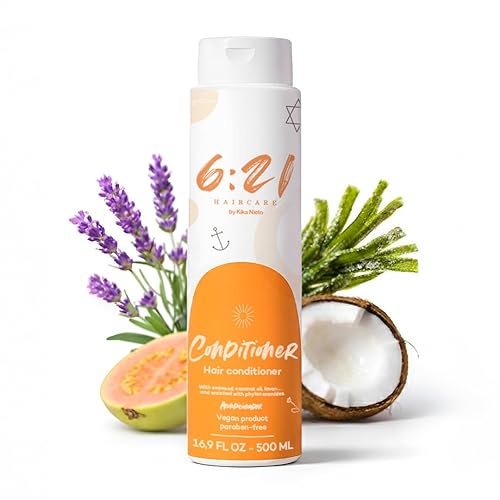 621 by Kika Nieto - Acondicionador de aceite de coco, tratamiento desenredante y antiencrespamiento para cabello adelgazante, dañado o teñido,