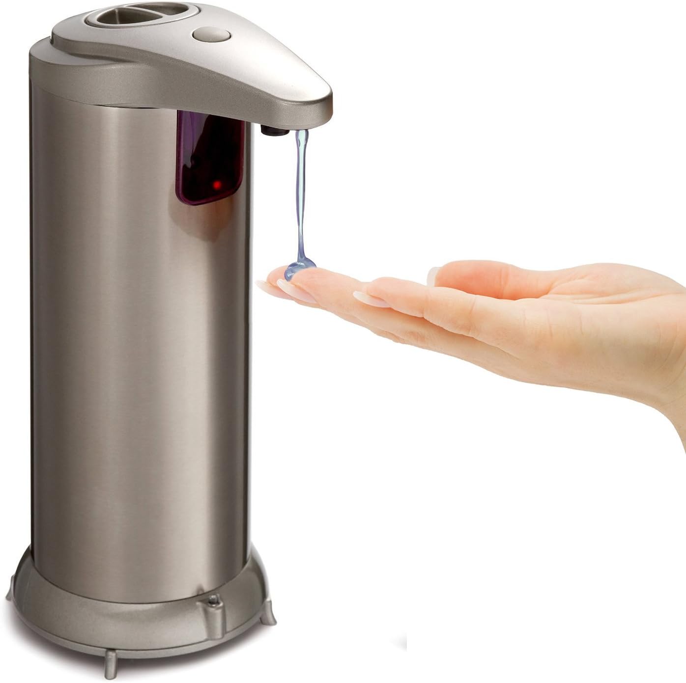 Vinnare Automatic Soap Dispenser Stainless Steel Soap Touchless Soap Dispenser Fingerprint Resistant Waterproof Base 3 Volume Settings for Bathroom,Kitchen,Countertop