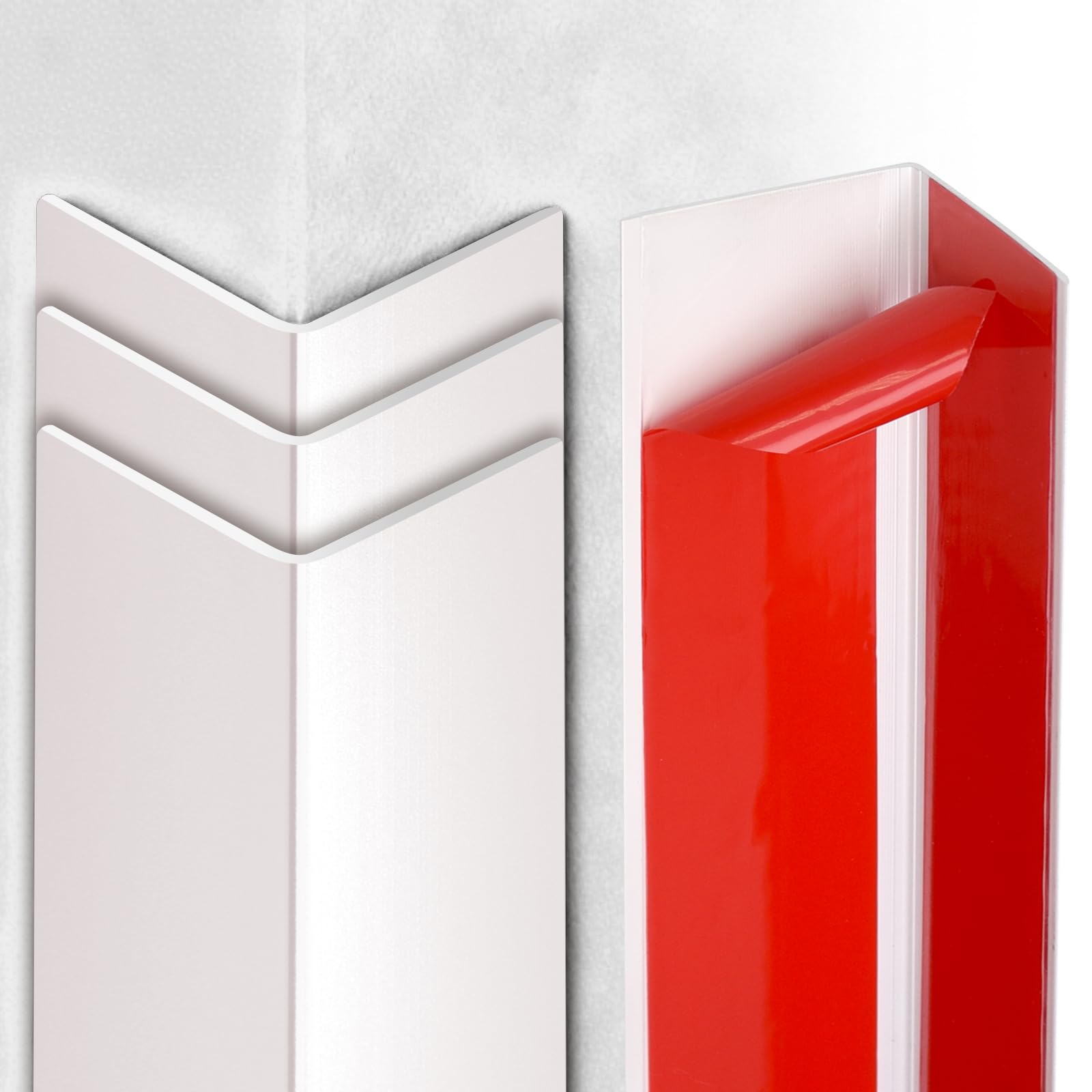 Raytano 4Pcs 45"L ×1"W Self Adhesive Metal Corner Protectors, Modern Aluminum Wall Corner Guards for Wall Door Furniture Cabinet Baseboard Frame Protection and Decoration (Size:45" x 1",White)