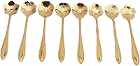 Vista 2 de Juego de 8 cucharas creativas de acero inoxidable, cuchara de café, cuchara de café, cuchara agitadora (dorado)