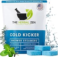 Cold Kicker Shower Steamers: Peppermint Eucalyptus Aromatherapy Relief - USA Handmade Natural Essential Oils, 10 Pack Gift for Him & Her