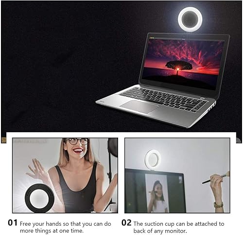 Miniatura 2 de MILISTEN Luces de lámpara de luz de autodifusión, 1 juego de luz de succión con ventosa, anillo de belleza, luz de relleno