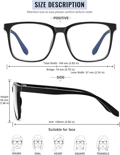 Miniatura 4 de TEAPLMTT Lentes de bloqueo de luz azul, anteojos cuadrados de gran tamaño para computadora anti luz azul para mujeres y hombres