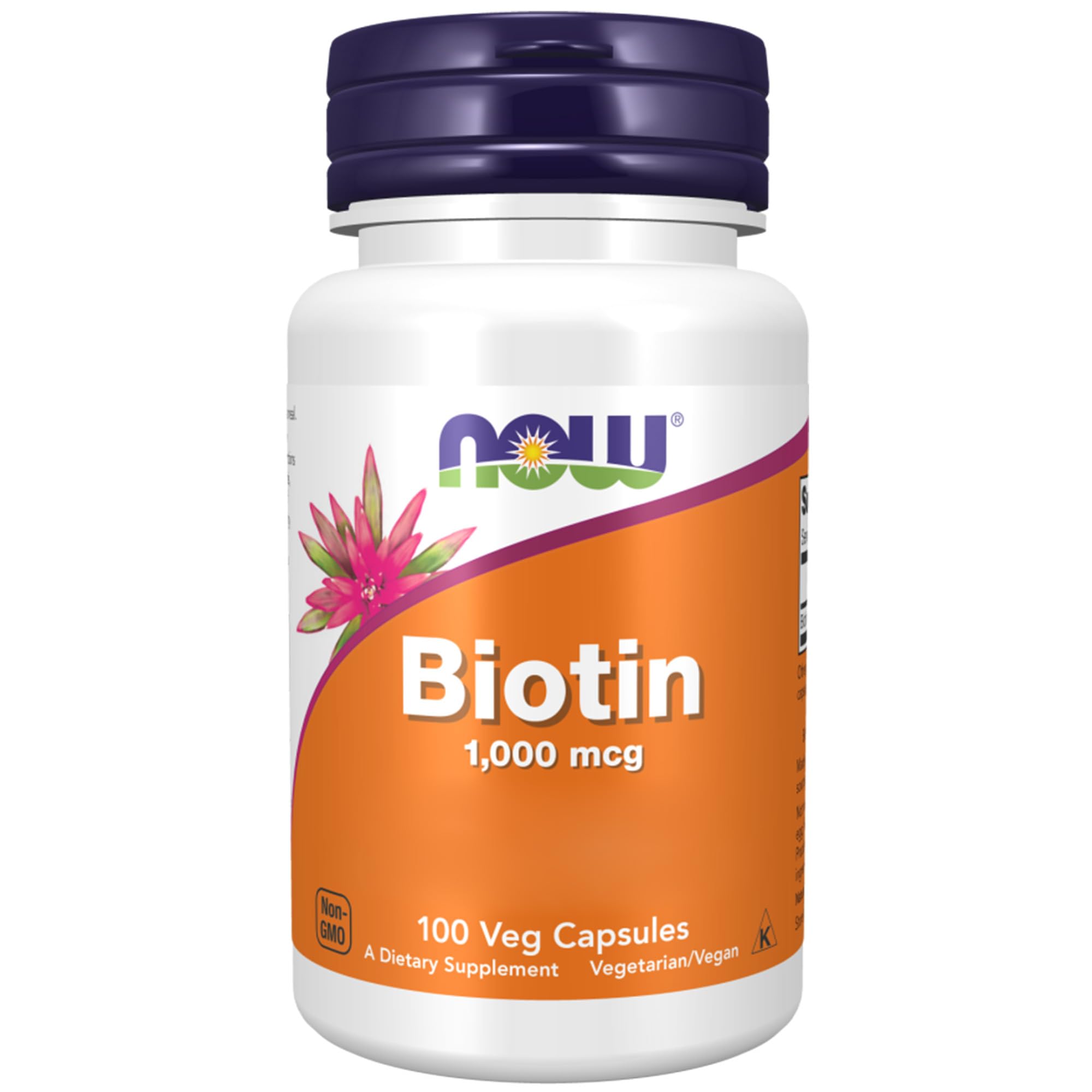 Now Foods, Biotin, 1000mcg, Vitamina B7, Altamente Dosato, 100 Capsule vegane, Testato in Laboratorio, Senza Glutine, Senza Soia, Vegetariano, Non OGM
