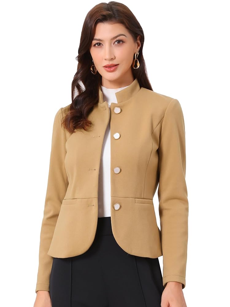 ジャケット・アウター MARTE sahara Stand Collar Coat Elegant Jsaierl Women's Casual Fashion Business Overcoat