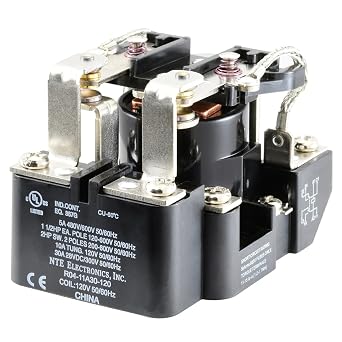 NTE Electronics R04-11A30-120 Series R4 General Purpose Multicontact AC Open Frame Relay, Heavy Duty, DPDT Contact Arrangement, 30 Amp, 120 VAC