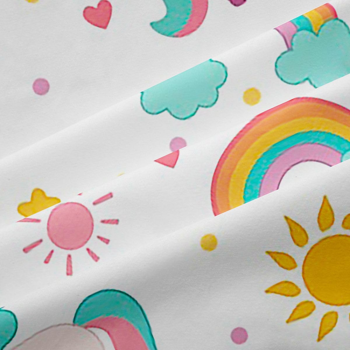 Homewish Urocze kolorowe jednorożce zasłony zaciemniające, 117 x 183 cm, kawaii, jednorożec, zwierzęta, zasłony na przelotkach do salonu, sypialni, chmura, tęcza, 2 panele, fantazyjny jednorożec
