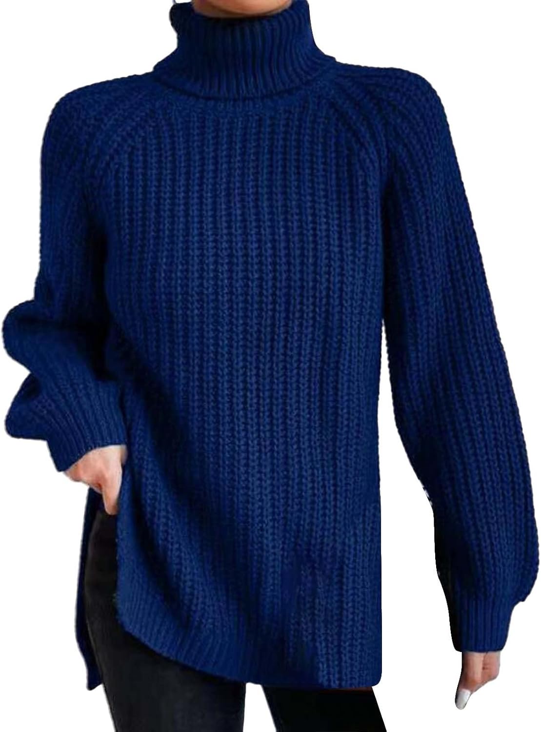 Rollkragenpullover Damen Oversize - Bunt Gestreifter Grobstrick Mit Stehkragen