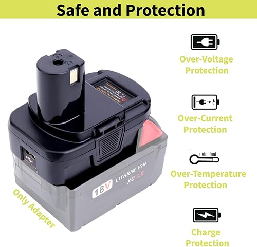 Miniatura 4 de Adaptador de batería con puerto USB compatible con herramientas Ryobi de 18 V, compatible con Dewalt 20 V y compatible con batería Milwaukee M18 de