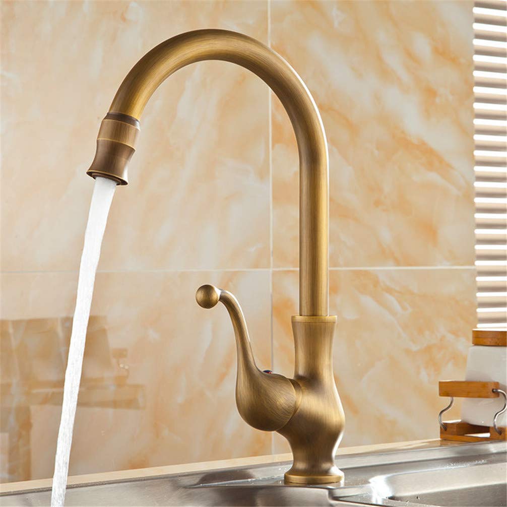 Robinet en laiton antique avec bec pivotant au style vintage raffiné