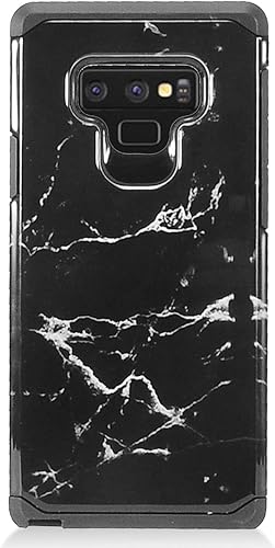 Miniatura 3 de Compatible con Samsung Galaxy Note 9 SM-N960 Note9 - Funda rígida híbrida para teléfono + protector de pantalla de vidrio templado - AD1 mármol negro