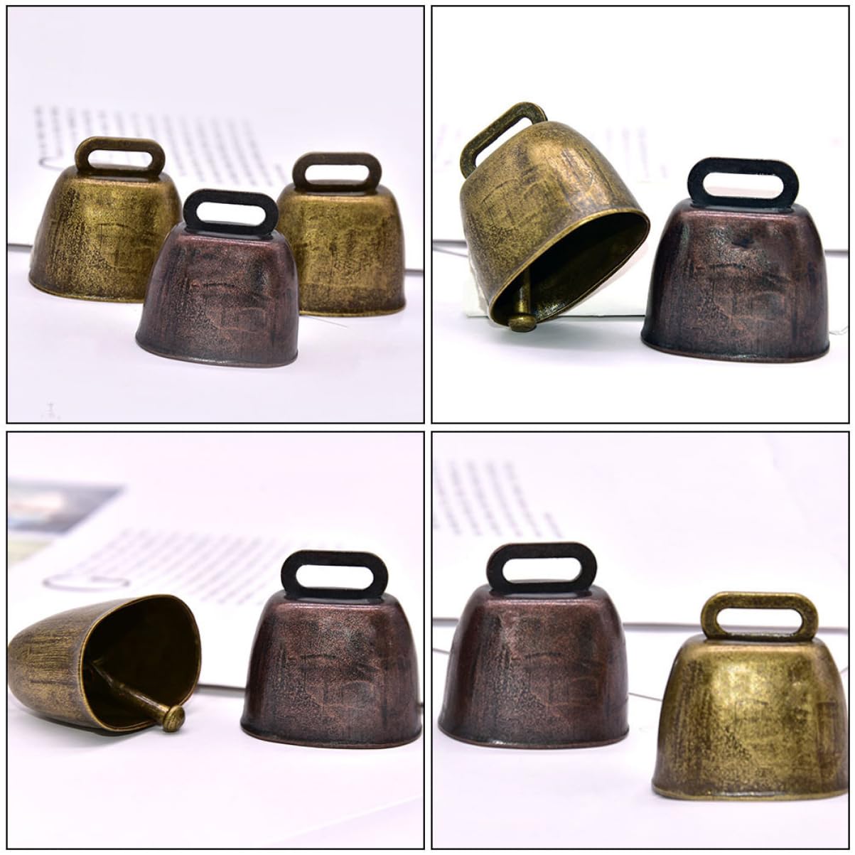 POPETPOP 6Pcs Lost Metal Cattle Bells for Livestock Lightweight Wear Resistant Farm Accessories Vintage Design for Pets and Farming Use for DIY Crafts and Decor
