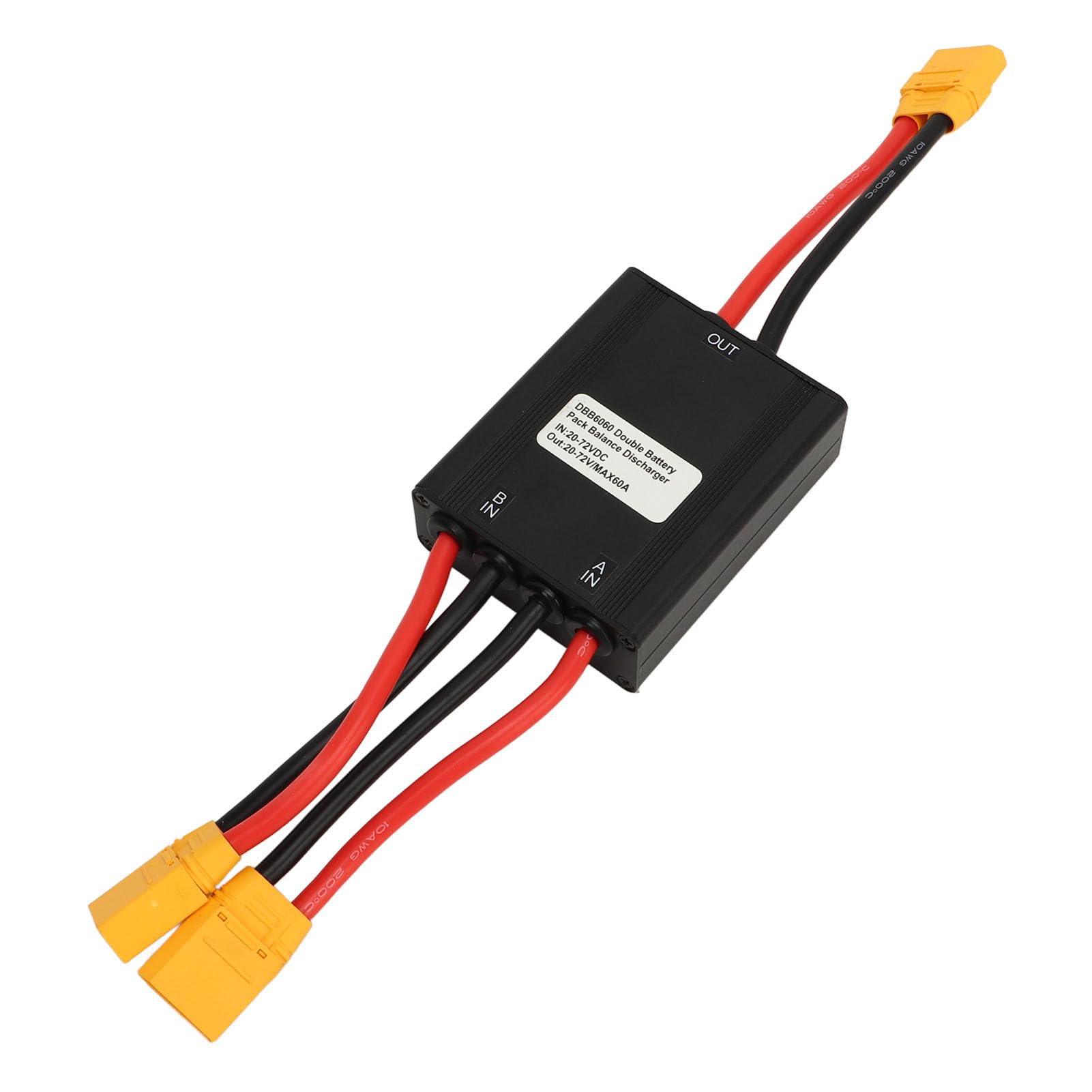 Konwerter Rozładowywania Podwójnego Akumulatora Roweru Elektrycznego, Adapter Modułu Równoległego z Podwójnym Akumulatorem od 20 V do 72 V, Adapter Złączy XT90 Zapewniający większą (60A)
