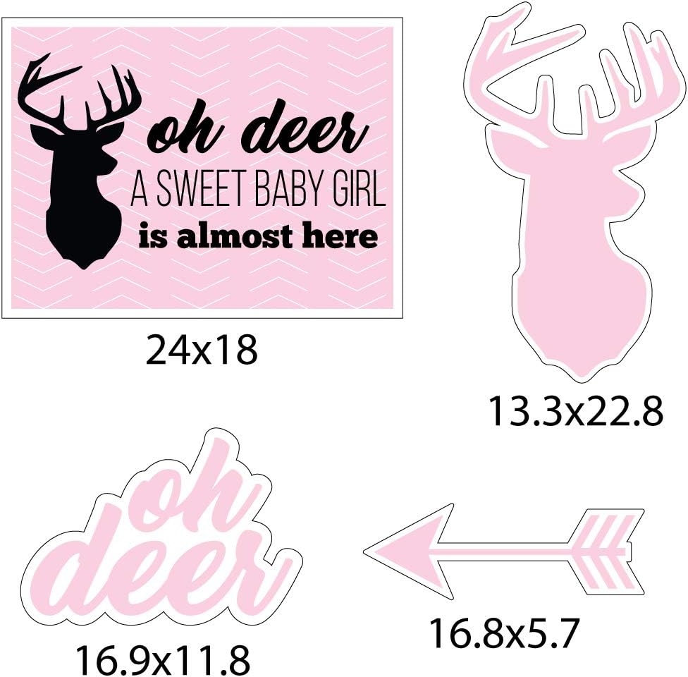 VictoryStore Baby Shower Decorations: Oh Deer A Sweet Baby is Almost Here Baby Shower Yard Decorations Includes Stakes (Pink)