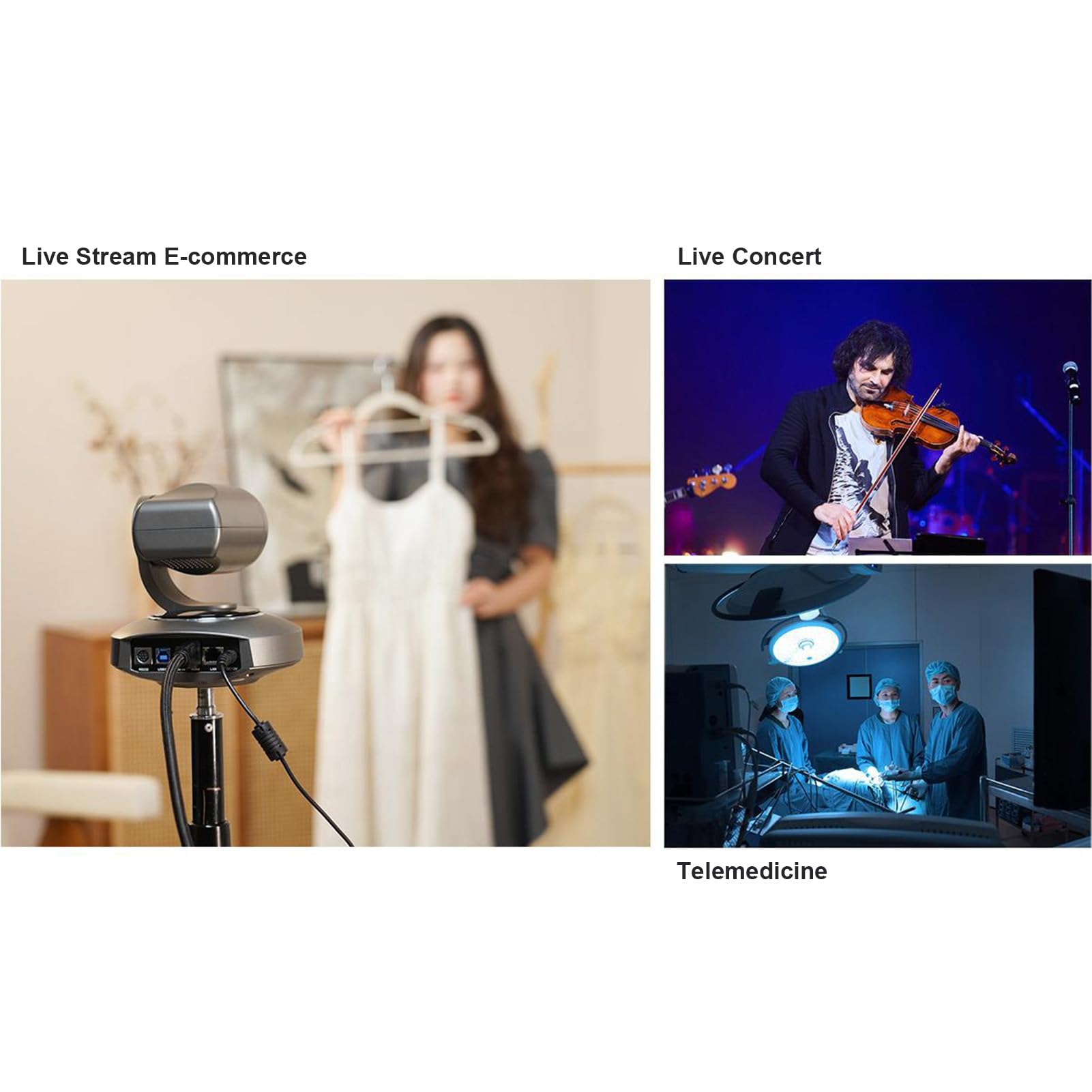 Akozon Telecamera per Videoconferenza, Telecamera PTZ 4K con Tracciamento AI Zoom Ottico 10X USB LAN per Conferenze Didattiche (Spina Europea)