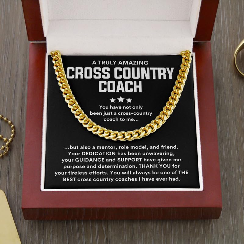 Cross Country Coach Necklace Message Card Box Cuban Chain Gold - You Have Not Only Been Just - Sports Athletic Trainer Appreciation Coach4