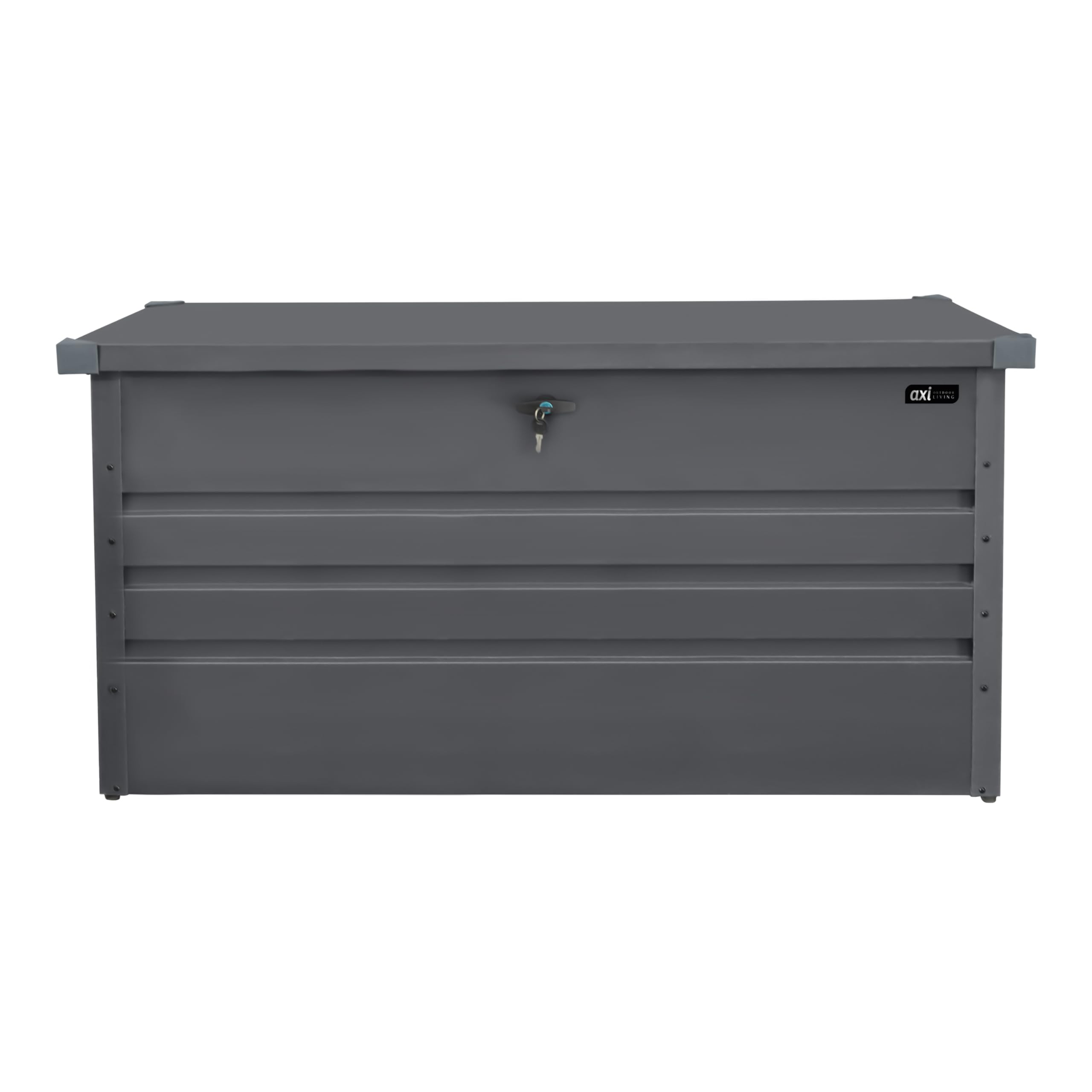 AXI Miles Coffre De Jardin En Métal - 400L, Anthracite 132X60X62Cm - Coffre De Rangement Extérieur Avec Fond Et Serrure - Meuble Exterieur Rangement Outils De Jardinage, Coussins