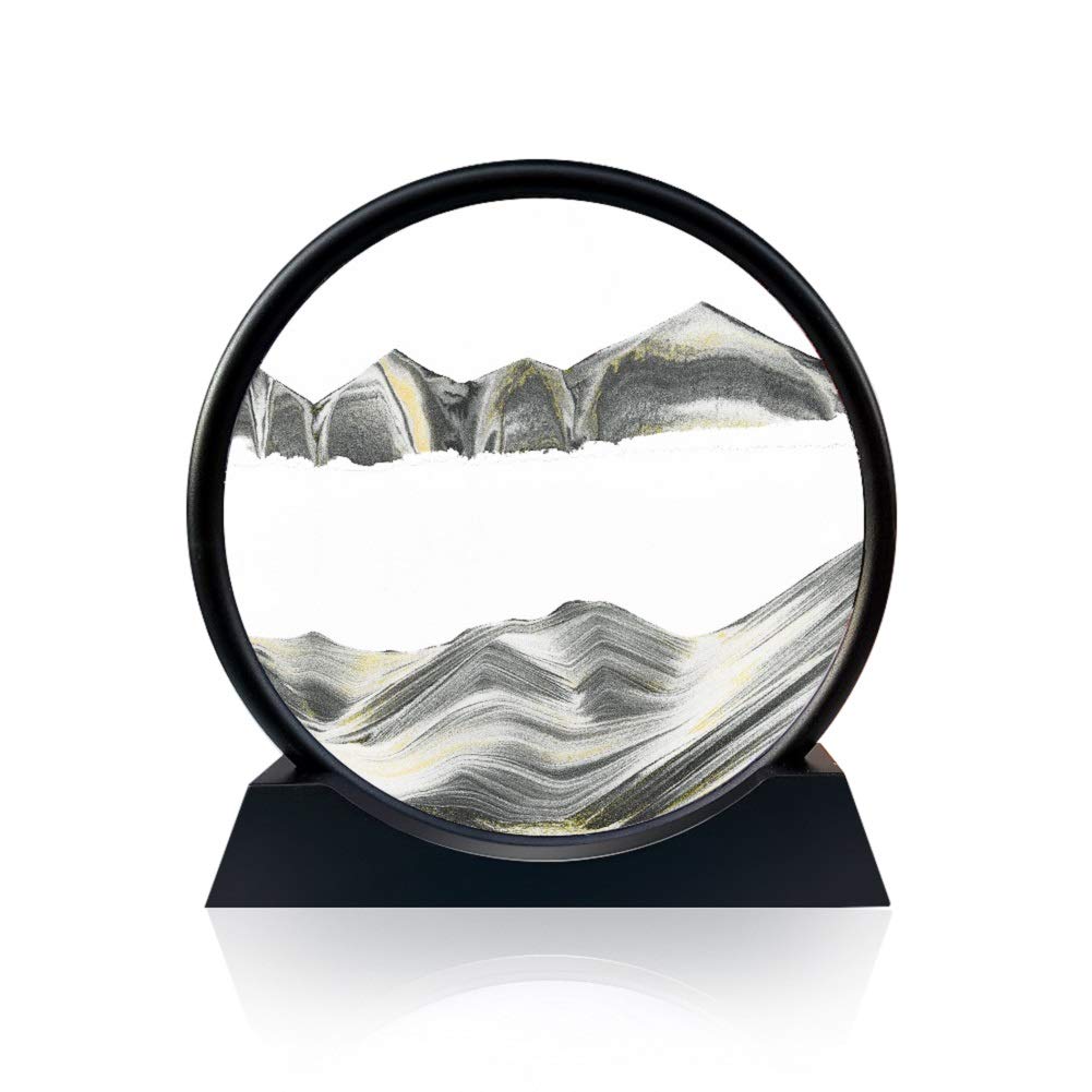 Ubrand Deep sea Sand Art，Moving Sand Art Moving Decorative Tabletop Sand Picture 7''(Black)