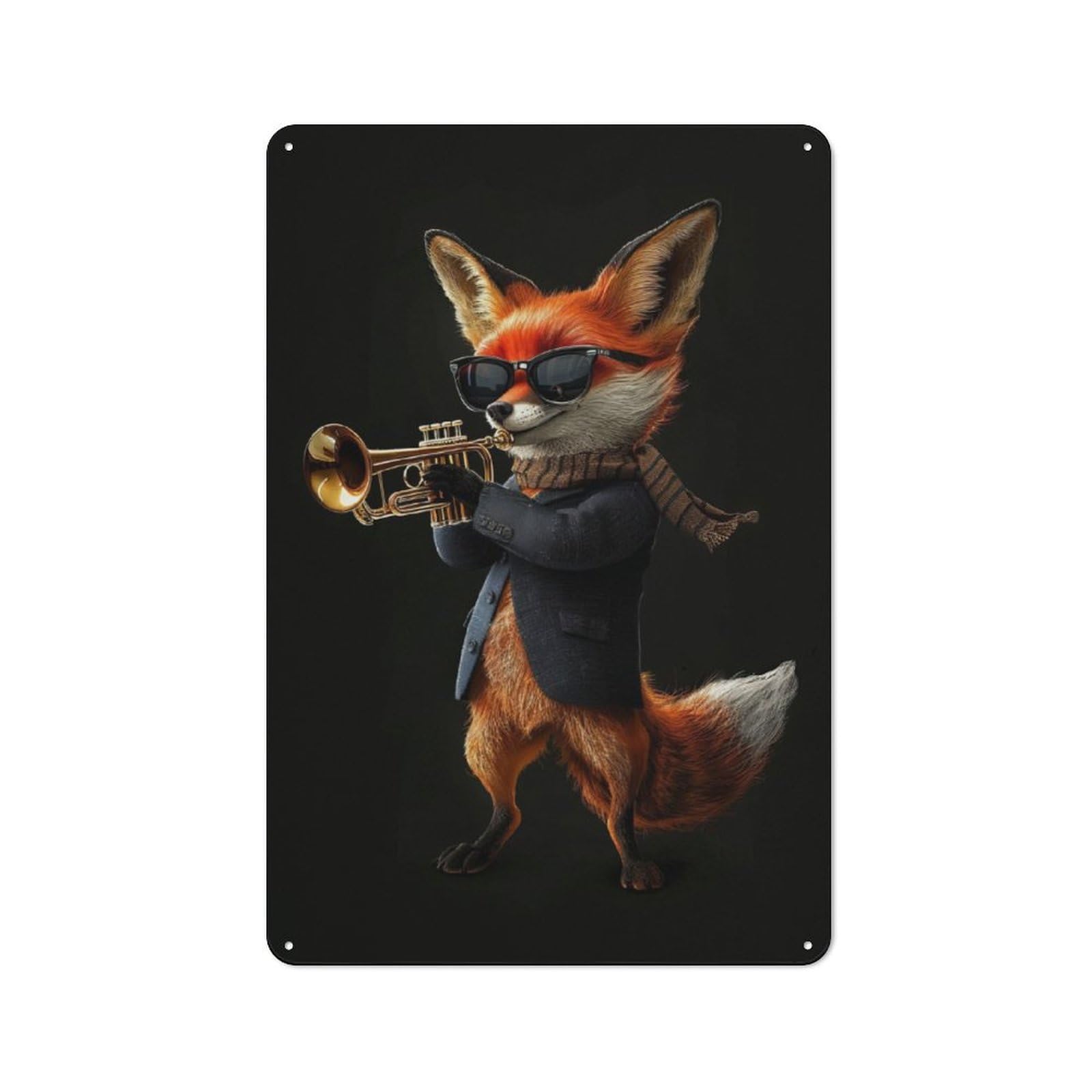 Junmoney Fox Trumpet Retro Tin Sign 30X20cm For Garden Room Or Summerhouse, A Housewarming Gift For Garden Room Decor Fans