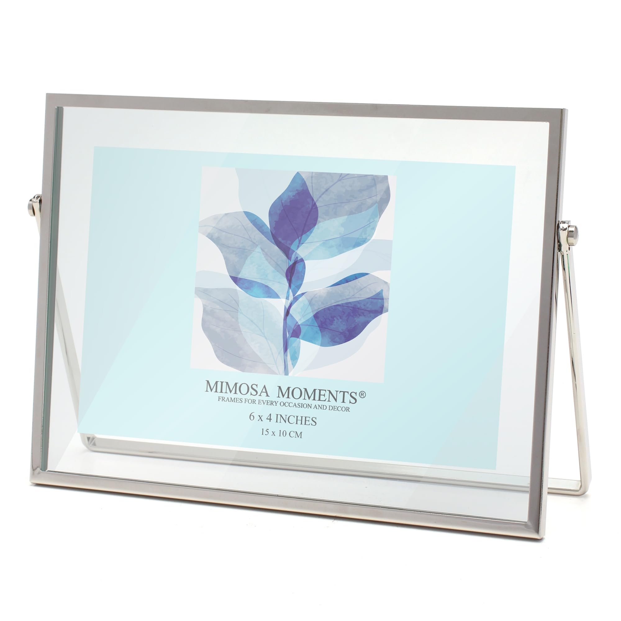 MIMOSA MOMENTS Silver Metal Floating 4x6 Tabelop Picture Frames, Photo Frame Display Horizontal Photo, Best Gifts For Family