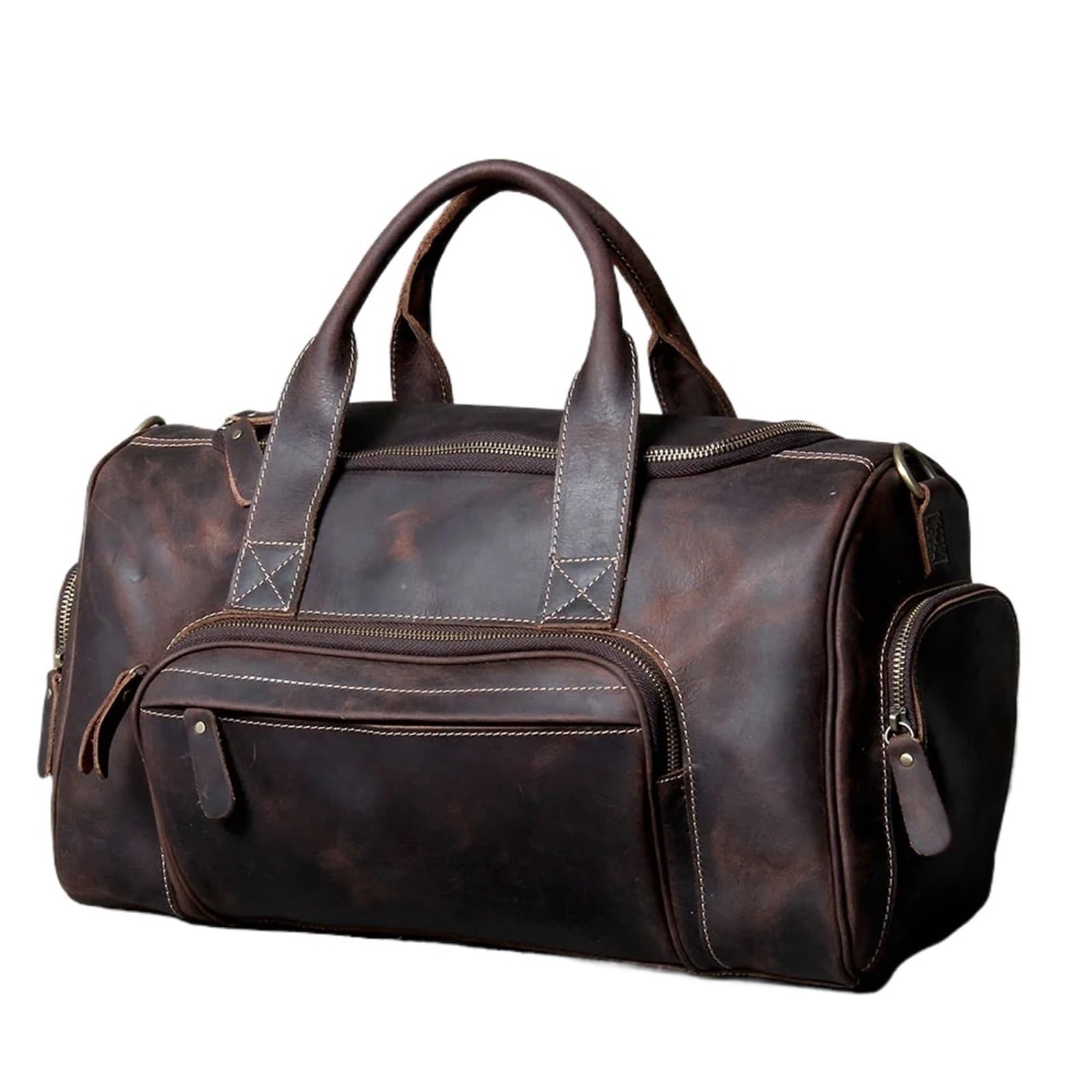 Borsa Sportiva Grande in Pelle per Uomo Borsa da viaggio in pelle vintage, borsa weekend uomo, palestra, bagaglio a mano(Dark coffee)