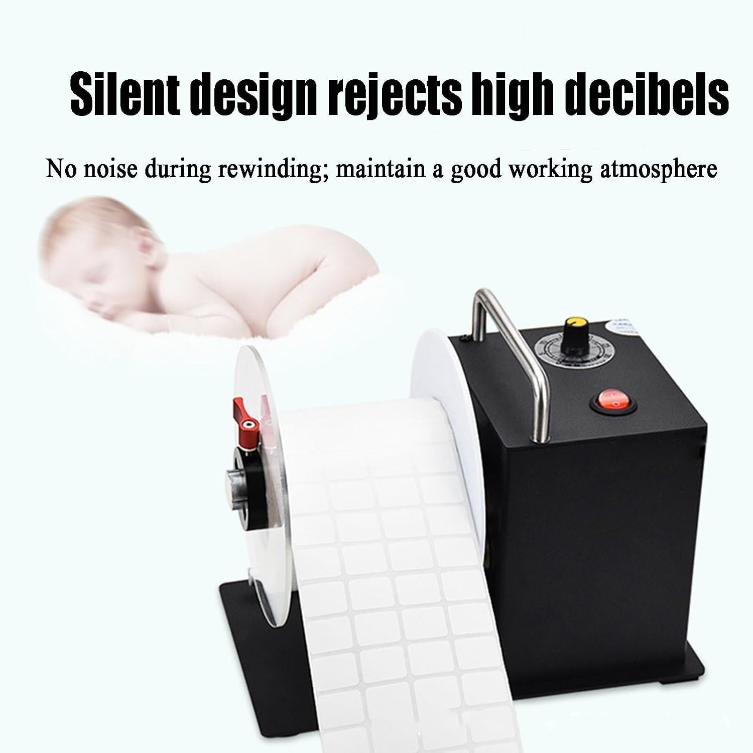 Automatic Label Rewinding Machine, Portable Sticker Rewinder with One Way and Two Way Options, Label Rewinder with Adjustable Speed (One)