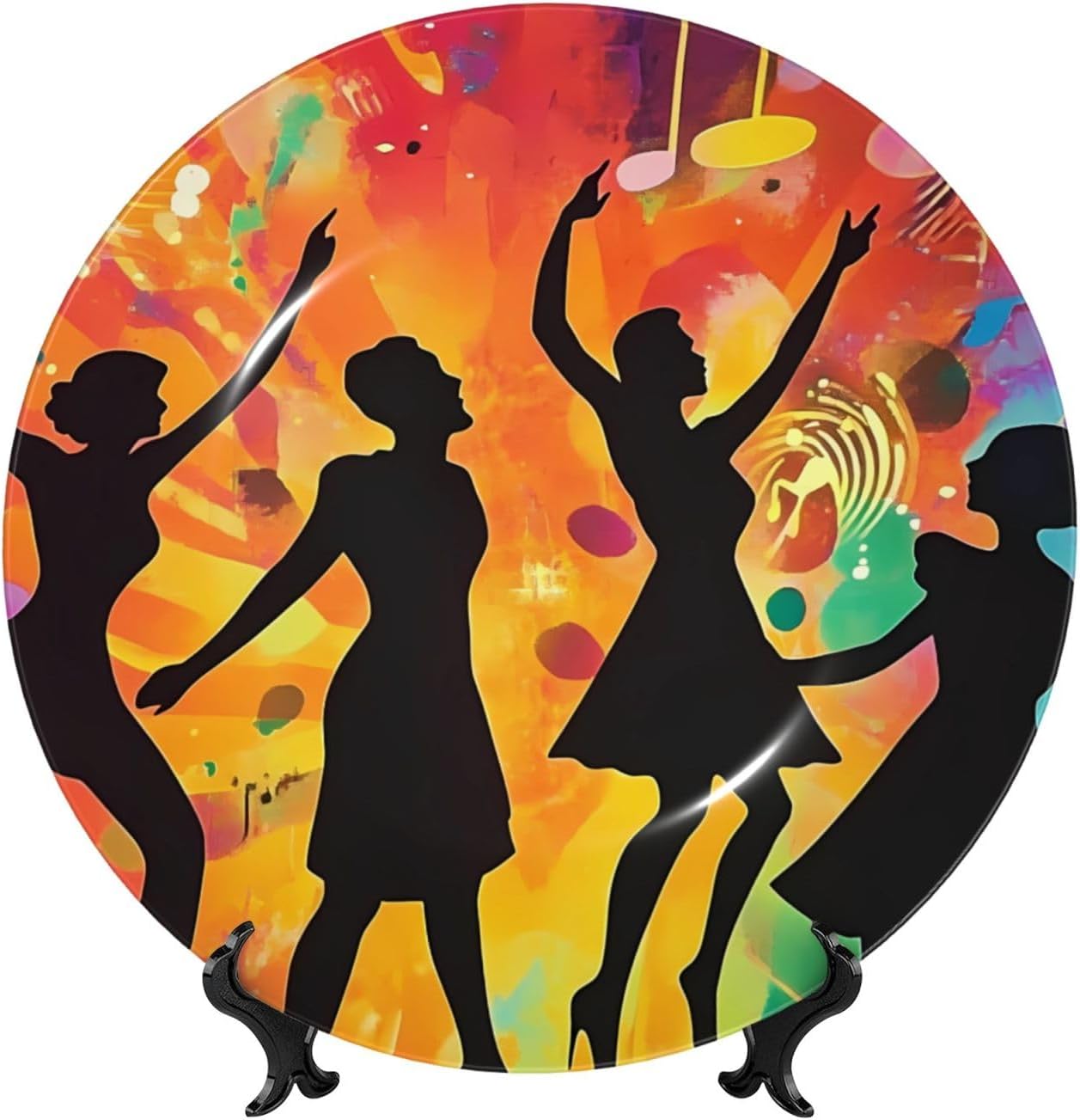 Dance With Music Style Ceramic Plate Display Home Display With Stand Wall Hanging Plate For Home Decor 10 Inch