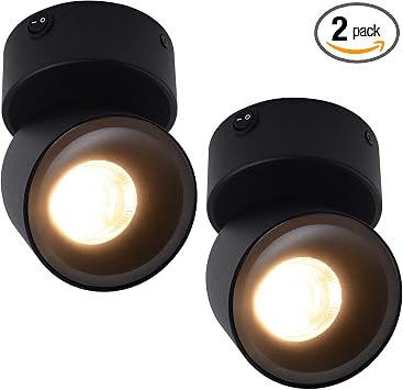 2 Pack 12V LED COB Ceiling Spotlight Downlight with Switch, Surface Mounted 330 Adjustable Dimmable RV Wall Light Accent Lamp, 12 Volt Reading Lamp for Boat, Camper, Truck, Trailer, Caravan