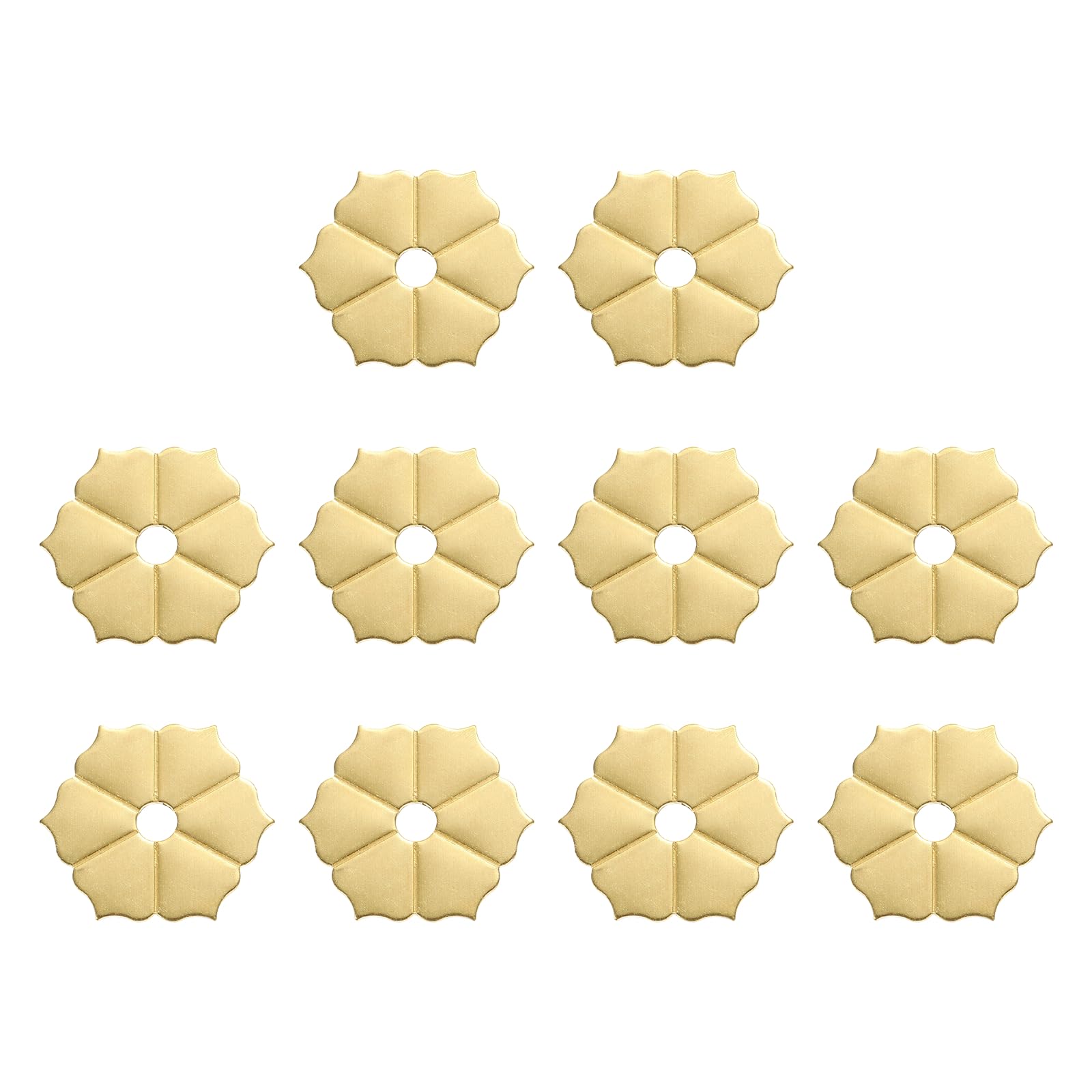 sourcing map 10pcs Cabinet Knob Backplate, 1.38 Inch Hex Flower Shape Brass Backplate Washers Classical Furniture Decoration Gasket for Cabinet Drawer Cupboard Doors Hardware