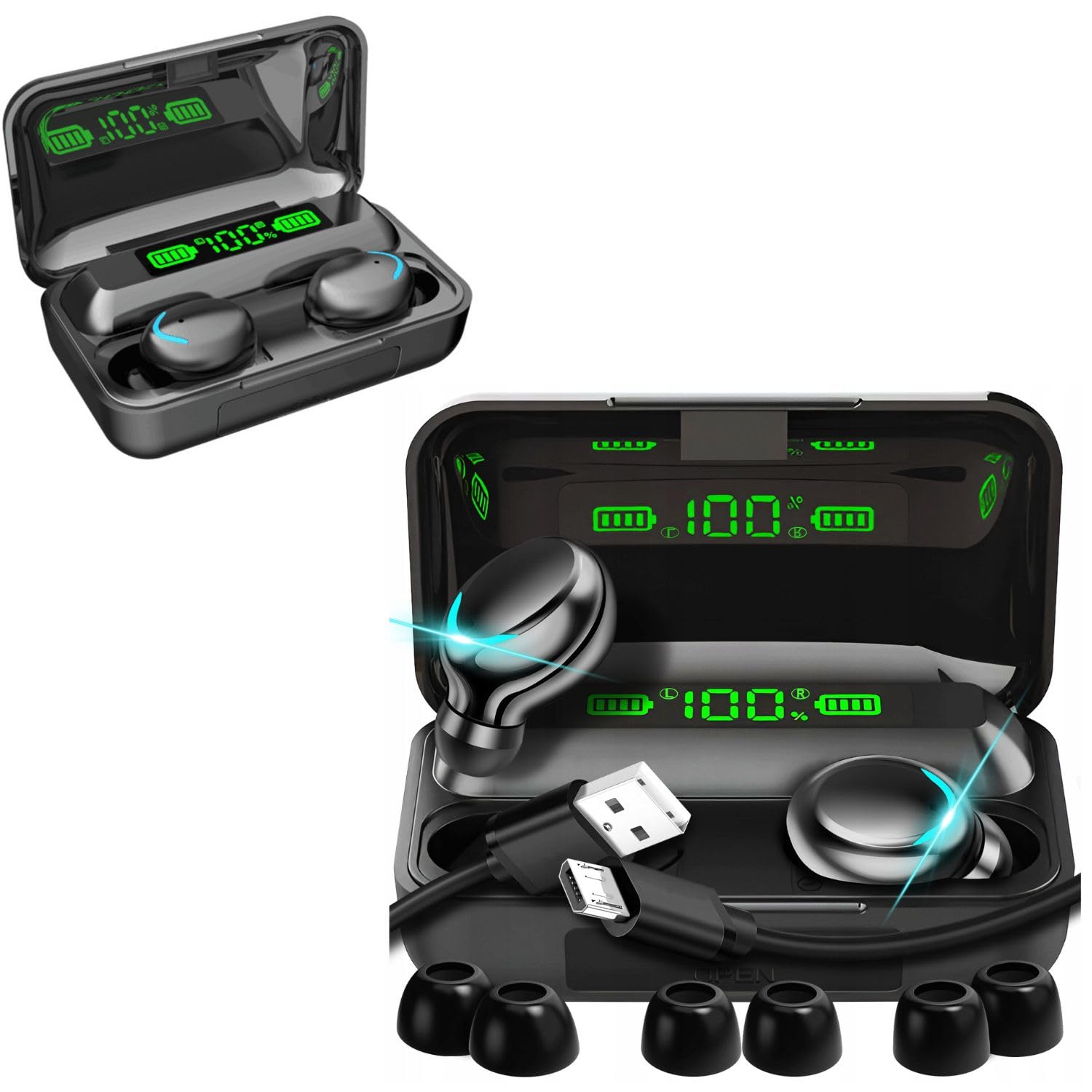 Smartwatch GT4 PRO + Słuchawki Bezprzewodowe Bluetooth | Pulsometr, Ciśnienie, SpO₂, Temperatura, Rozmowy, 11 Trybów Sportowych, IP68, 2 Paski, 580 Tarczy, RDFit, Ekran 1.53" (czarny)