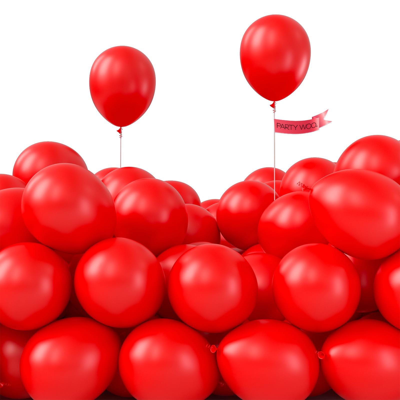 PartyWoo Red Balloons 100pcs Matte Red Small Latex Helium Balloons 5 Inch | Birthday Graduation Bachelorette Citizenship Anniversary Strawberry Cherry Casino Party Decorations Red-Y57