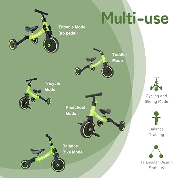 Besrey 5 in 1 Children's Tricycle Walking Aid for Children from 1 to 4 Years