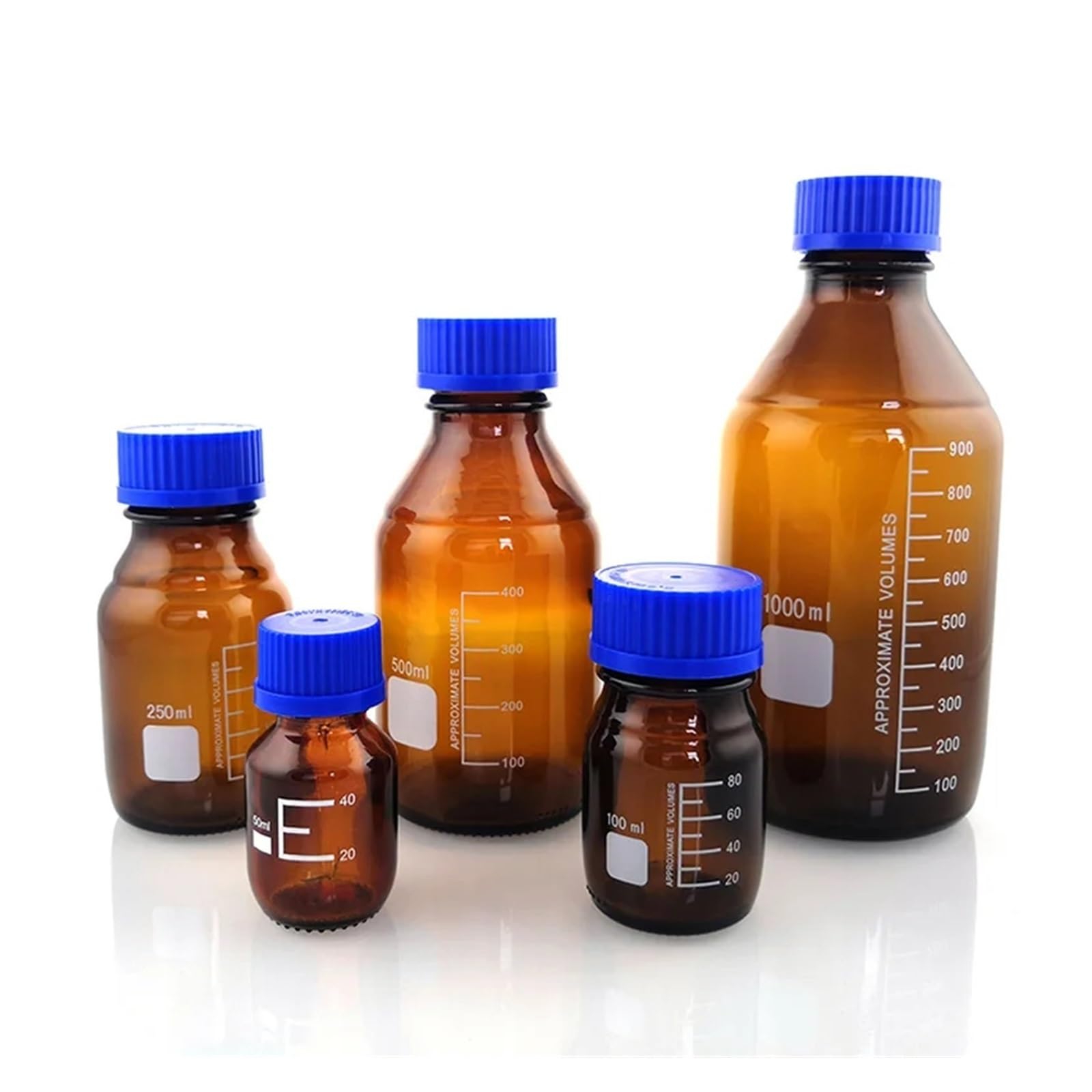 50 ml bis 1000 ml Labor-Reagenzflasche aus braunem Gläser mit Schraubverschluss, Probenflasche(100mL Brown 2pcs)