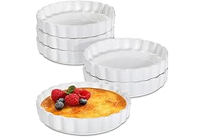 Ceramic Creme Brulee Ramekins 6 oz, Oven Safe Souffle Quiche Baking Dishes
