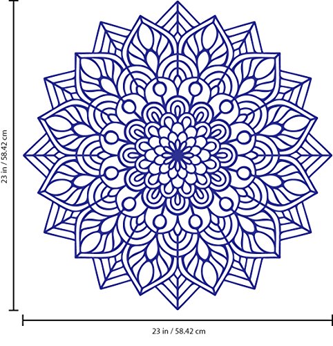 Vinyl Wall Art Decal - Mandala Figure - 23" X 23" - Adhesive Vinyl Sticker Decals - Home Apartment Workplace Decor - Yoga Studio Namaste Meditation Mandala Bohemian Flower (23" X 23", Blue) #TOP3