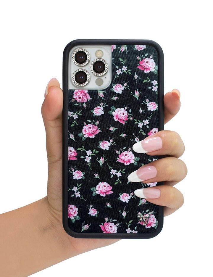 Image of Wildflower Cases - Compatible with iPhone 16 | Protective Bumper, 6.5ft Drop Test Certified, Women Owned Small Business | Black & Pink Floral