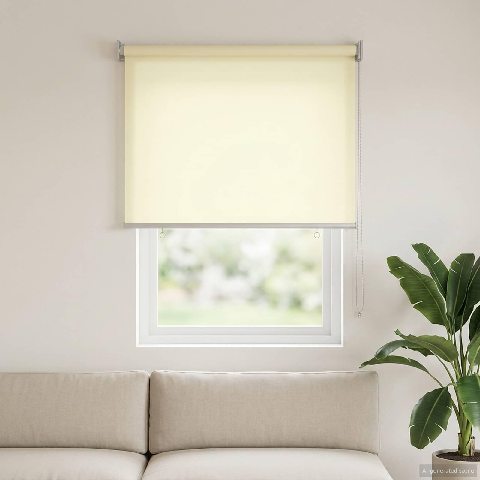Tenda avvolgibile in poliestere, color crema, per parete o soffitto | Controllo termico, filtro solare, privacy, catena sinistra o destra, per soggiorno o serra