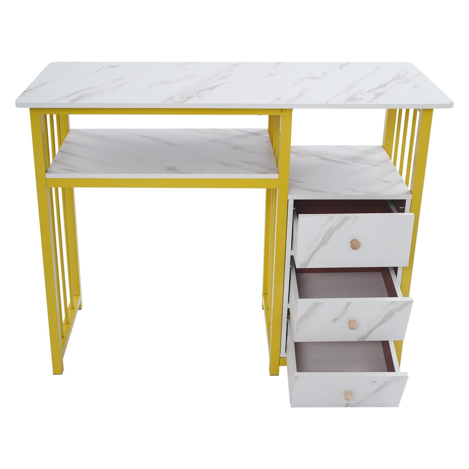 Scrivania per unghie con cassetti per saloni di manicure, con texture marmorizzata, 100 x 40 x 76 cm, per soggiorno, ufficio, ecc