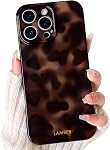 NITITOP Compatible with iPhone 15 Case Cute Stylish Leopard Print Brown Amber Aesthetic Tortoise Design for Women Girls Men Soft TPU Shockproof Protective Cover - Brown