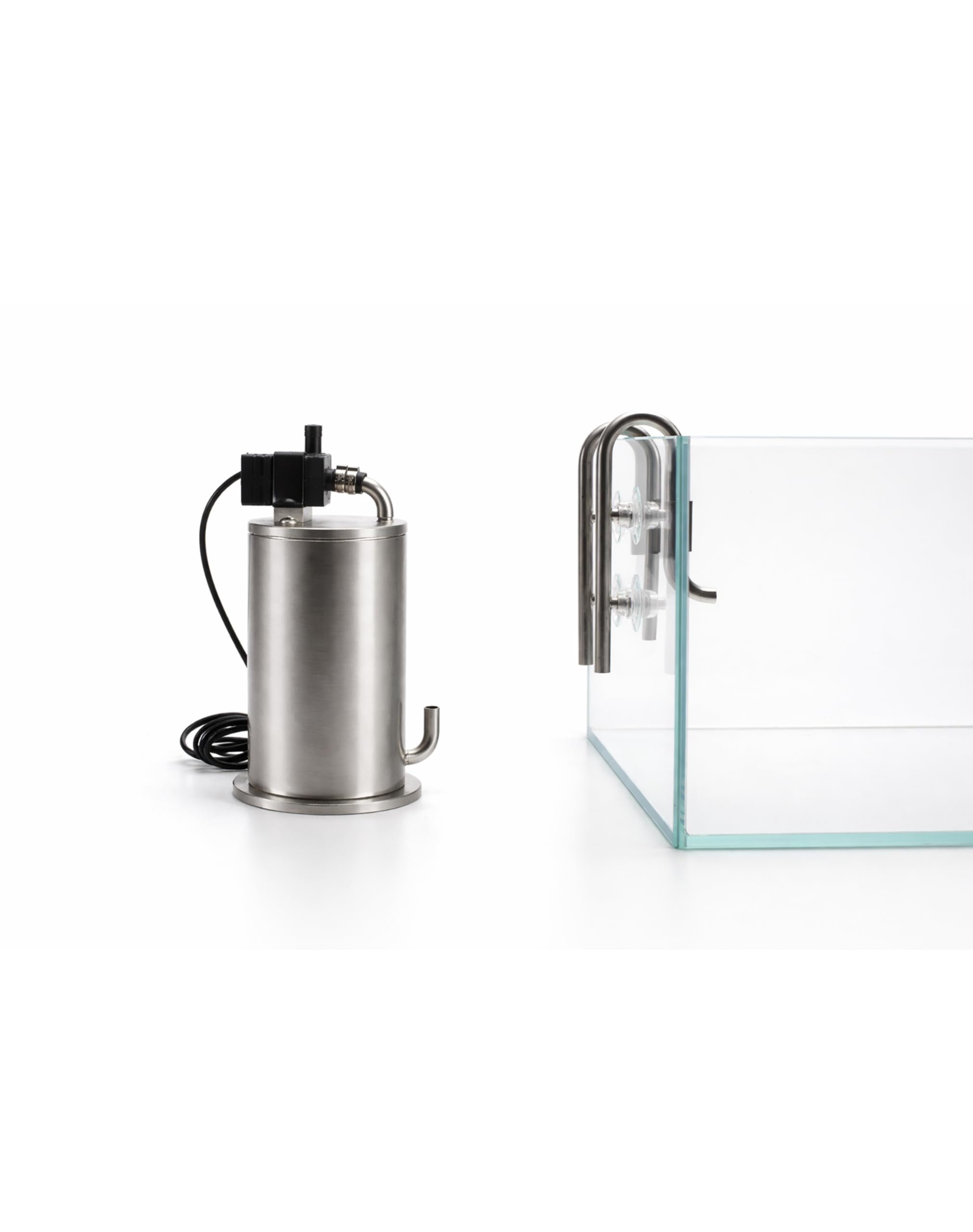 304 Stainless Steel Nano Canister Filter for Rimless Aquariums, External Desktop Aquarium Filter for Nano & Cube Tanks up to 7 Gallon, Quiet 300 L/H Pump (MiniCanister)