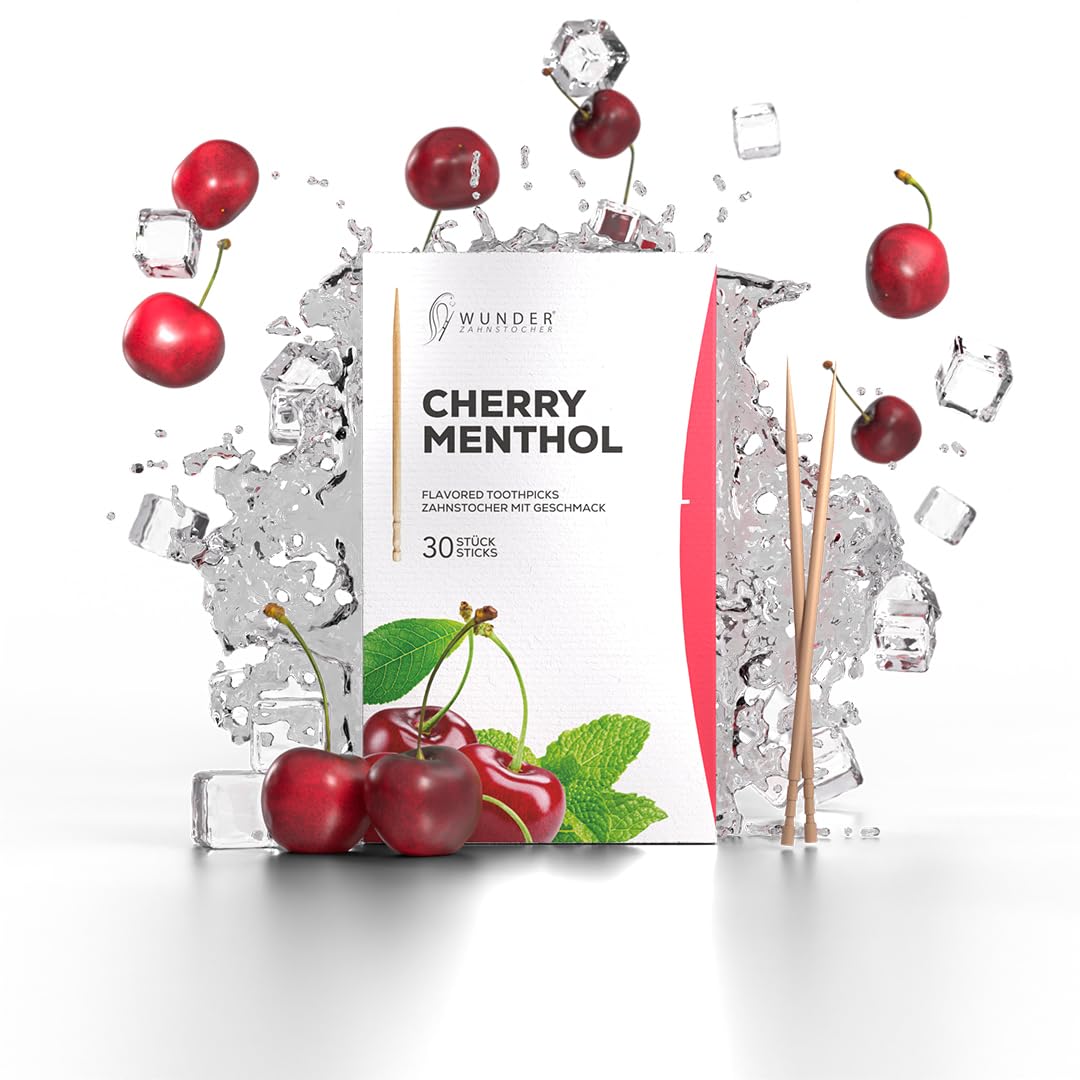 Wonder Toothpick - Flavored Toothpicks - 30 Infused Toothpicks Single Pack - Fresh Breath On-The-Go - Cherry/Menthol