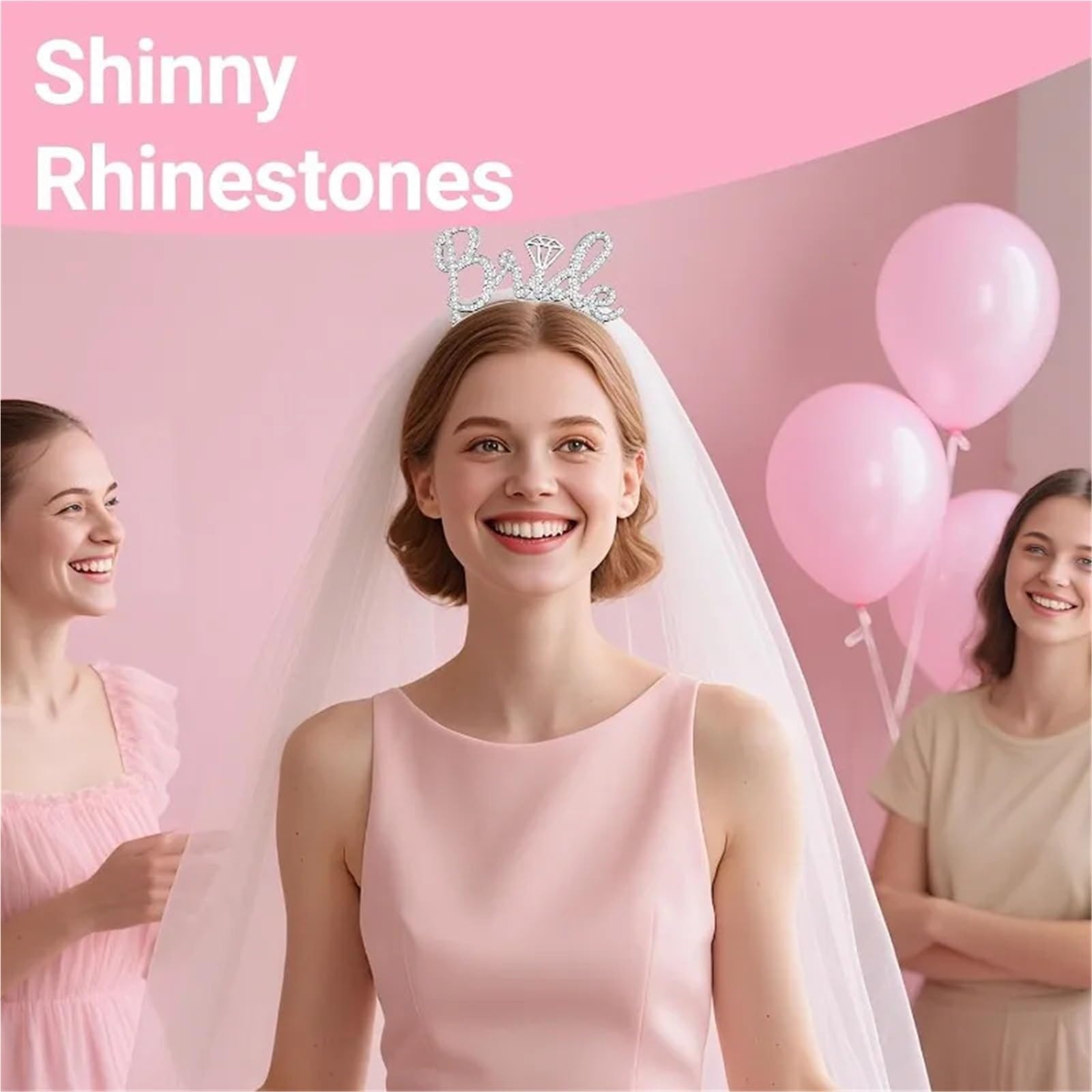 schleier jga Bride To Be Stirnband mit Schärpenschleier | Bachelorette-Party-Dekorationen, Brautparty-Zubehör, 3 Stück