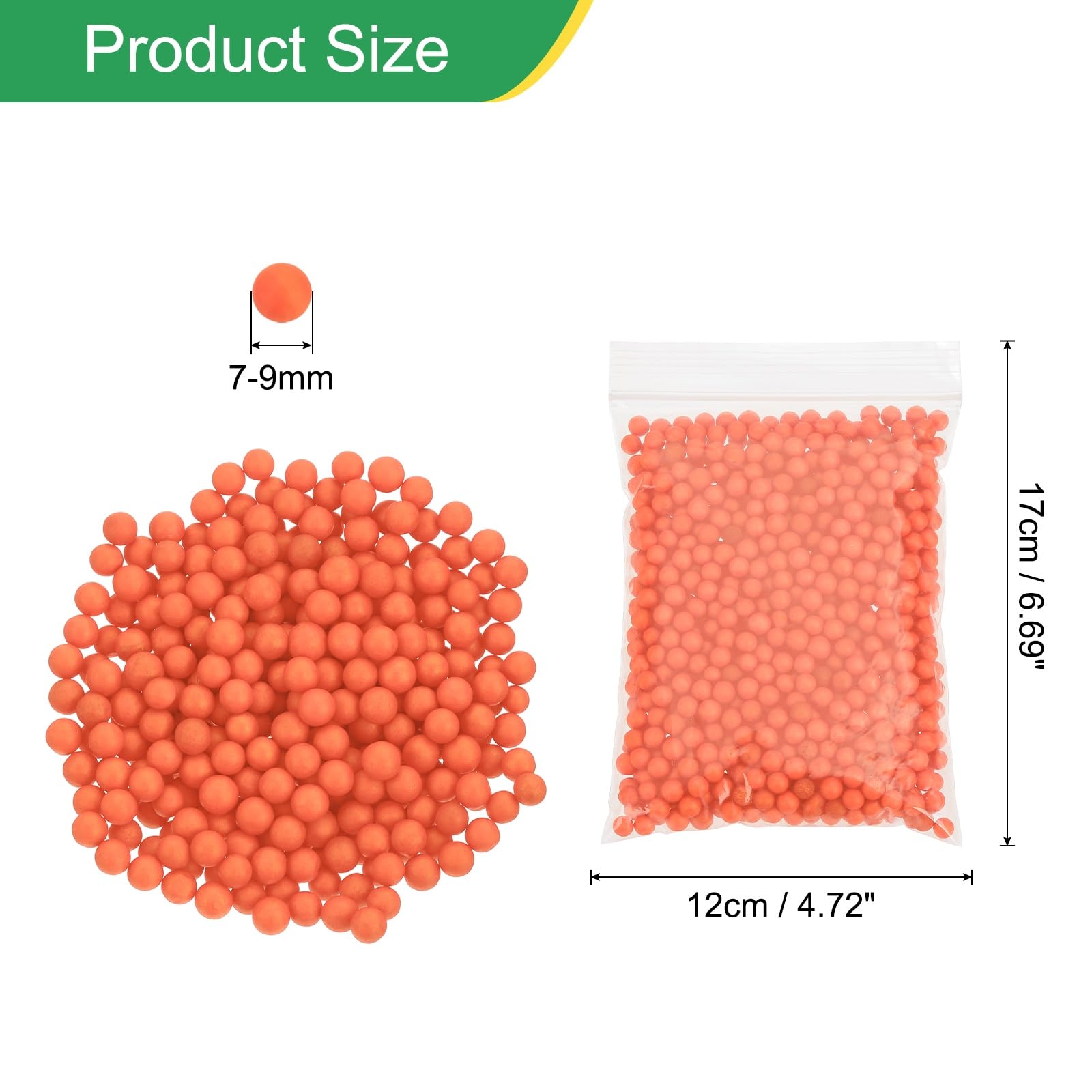 PATIKIL Foam Beads, 7-9mm Foam Balls, Mini Small Balls Polystyrene Beads for DIY Craft Supplies Wedding Party Art Homemade, Orange - Image 2