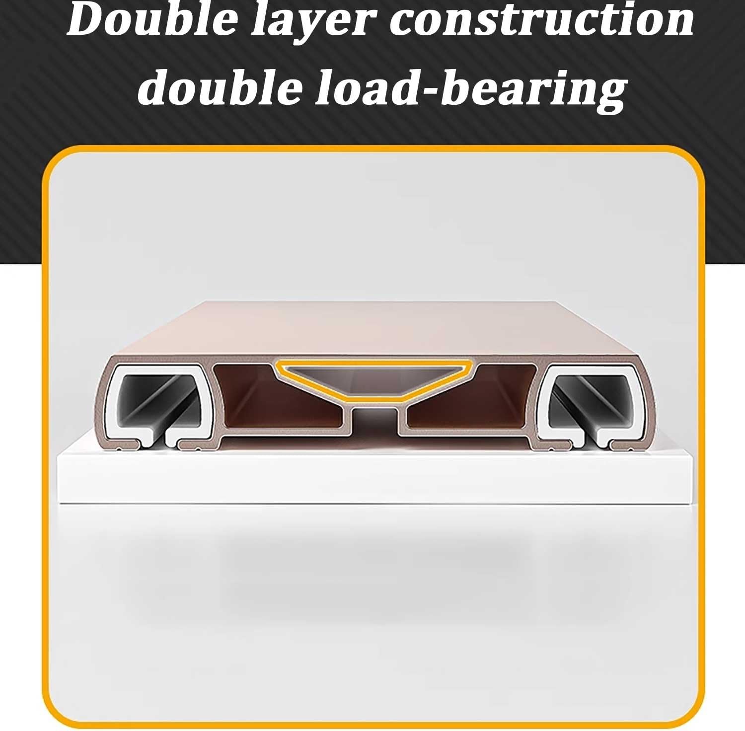 Heavy-Duty Double Row Ceiling Curtain Track - Versatile Room Divider Rod for Living Room & Bedroom (Pale Gold, 1m/3.3ft) - Sturdy Curtains Rails for Easy Installation