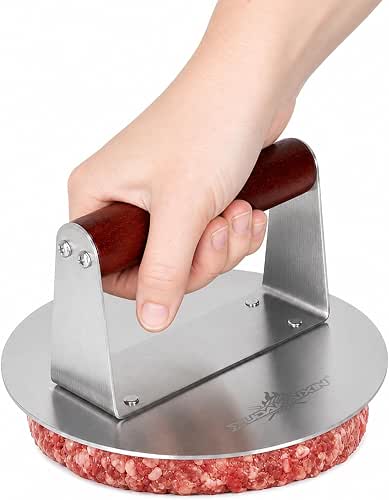 XUDAKAIXIN Stainless Steel Smash Burger Press 6.3",Hamburger Smasher Tool,BBQ Griddle